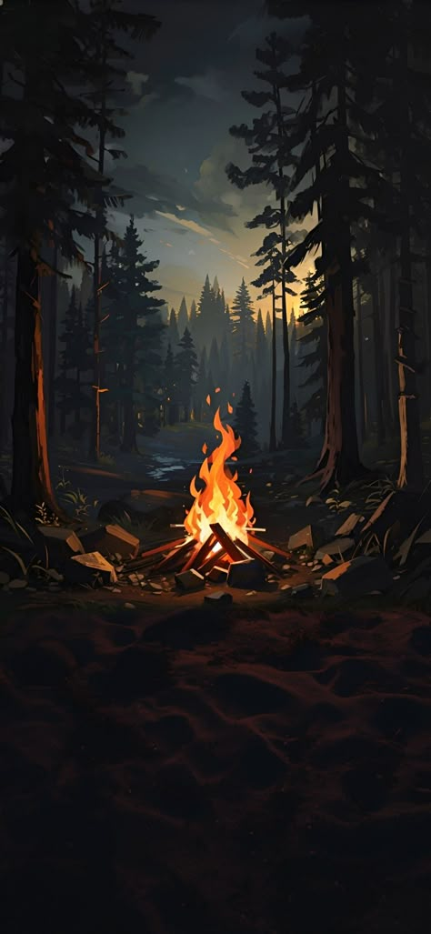 Cool Wallpapers Art, Cool Wallpapers, Scenery Wallpaper, Go Outside, Campfire, Phone Backgrounds, Iphone Wallpapers, In The Woods, Phone Wallpapers