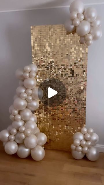 BubbleBalloonHeavenEvents on Instagram: "Gold part sequin wall and double stuffed balloons 🤩mini party backdrop order as a set and pair with easel for a beautiful set up #balloonbackdrop #sequinwall #balloon #partybackdrop #partyballoon #balloondeco #balloonartistry #balloonstyling #partydecoration #balloondecorationideas #partydecor #partydecorator #balloonsforalloccasions #eventdecor #eventballoons #celebrationballoons #birthdayballoons #balloonartists #londonballoons" Sequin Wall Backdrop, Double Stuffed Balloons, Backdrop Photobooth, Stuffed Balloons, Sequin Wall, Celebration Balloons, Balloon Designs, Sequin Backdrop, Shimmer Wall