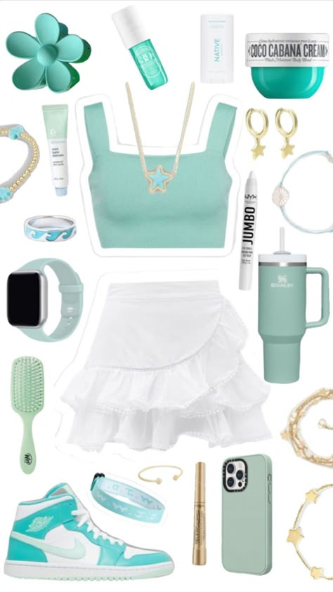 cutest mint green fit you’ve ever seen right?!? #preppy #homedecor #outfitinspo #beauty #preppyinspo #green Cute Middle School Outfits, Preppy Outfits For School, Preppy Inspiration, Preppy Fits, Preppy Things, Preppy Summer Outfits, Preppy Clothes, Preppy Stuff, Casual Preppy Outfits