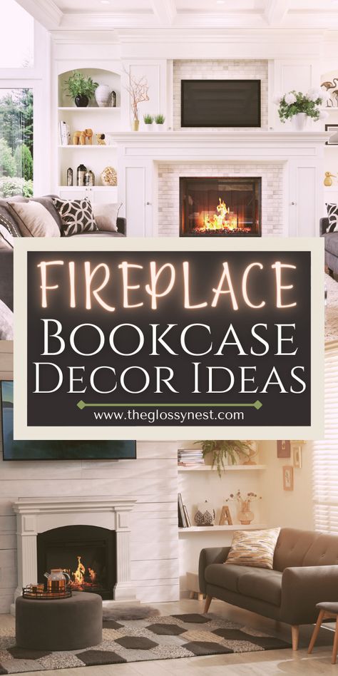 decorating fireplace built-ins Fireplace Wall With Bookcases, Fireplace Bookshelf Decor, Bookshelves Near Fireplace, Book Shelves Beside Fireplace, Fireplace With Ikea Bookshelves, Bookcase On Each Side Of Fireplace, Shiplap Fireplace To Ceiling, Custom Bookshelves Built Ins Fireplaces, Ideas For The Sides Of The Fireplace