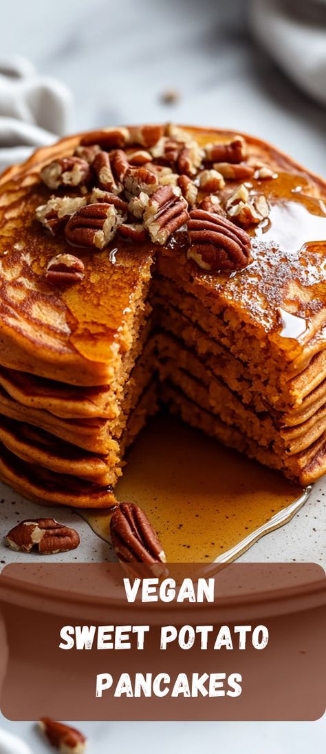 Vegan Sweet Potato Pancakes Moist Pancakes, Sweet Potato Pancakes Vegan, Sweet Potato Pancake, Plant Based Pancakes, Potato Pancake Recipe, Sweet Potato Pancakes Recipe, Salt Free Recipes, Sweet Potato Benefits, Pancakes Fluffy