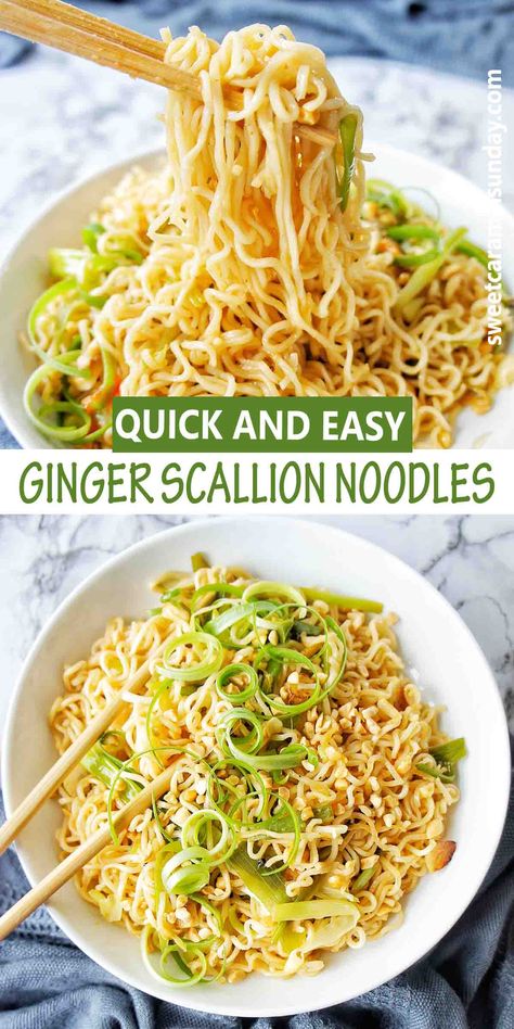 2 Min Noodles, Ginger Scallion Noodles, Ginger Noodles, Scallion Noodles, Chicken Ramen Noodle Recipes, Veggetti Recipes, Noodle Recipes Homemade, Most Popular Recipes On Pinterest, Ramen Dishes