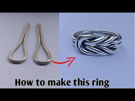 Double Knot silver ring/NEW PATTERN/jewelry making/how it's made - YouTube Silver Wire Rings Diy, Handmade Rings Wire Novica, Wire Knot Ring, Cheap Silver Wire Wrapped Rings, Silver Spiral Wire Wrapped Rings, Diy Wire Jewelry Rings, Silversmithing Jewelry, Metal Jewelry Making, Wire Jewelry Patterns