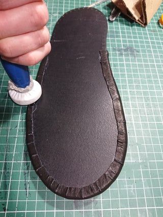 Making Leather Slippers : 9 Steps (with Pictures) - Instructables Free Mocassin Pattern, Leather House Shoes, Diy Leather Shoes Pattern, Diy Leather Slippers, Leather Slippers For Men Handmade, Leather Moccasins Diy Patterns, Leather Slippers Pattern, Shoe Making Tutorial, Slipper Sewing Pattern