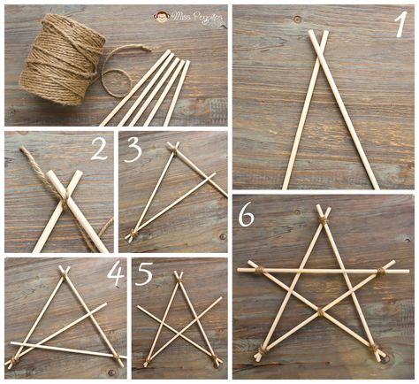 Star Diy Decoration, Craft With Sticks, Christmas Star Diy, Christmas Diy Decorations, Diy Christmas Star, Jul Diy, Diy Star, Christmas Craft Fair, Ramadan Crafts