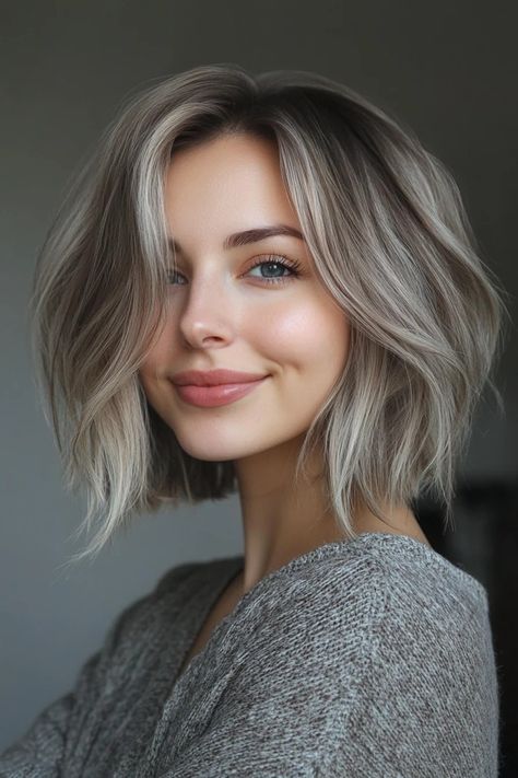 Blonde Hair Ideas For Summer Short, Ash Bob Hair, Colour For Greying Hair, Blonde Hair For Cool Toned Skin, Grey Hair Blonde Highlights, Ash Blonde Short Hair, Bob Blonde, Grey Blonde Hair, Short Hairstyle Ideas