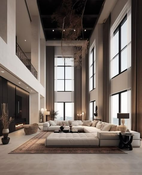 Big Salon Design, Big Leaving Room Design, Rich People Living Rooms, Living Lavish Aesthetic, Jessica Mashaba, Living Room Expensive, Aesthetic Big Living Room, Cozy Luxury House, Luxury Hallway Design