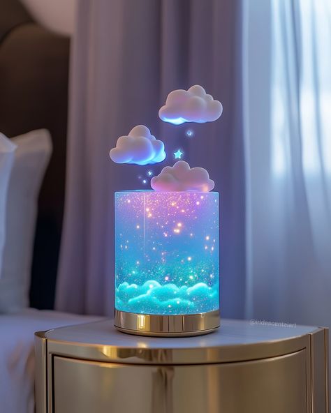 Cloud Machine ☁️🩵 #Cloud #Clouds #IridescentArt #Iridescent #IridescentAIArt Cute Things To Buy For Your Room, Cloud Furniture, Carcase Iphone, Cloud Decor, Ocean Room Decor, Clouds Light, Home Accessories Ideas, Cloud Lamp, Cute Night Lights