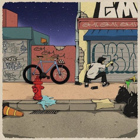 City Escape, Chicano Drawings, Graffiti Illustration, Street Bike, Graffiti Tagging, City Drawing, Graffiti Style Art, Graffiti Characters, Swag Cartoon