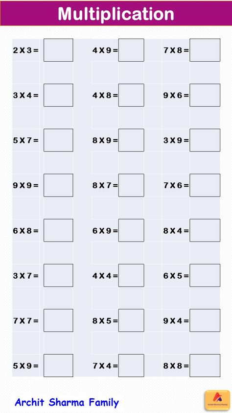 Multiplication Worksheet Multiplication Table Printable, Basic Math Worksheets, Grade 6 Math Worksheets, Worksheet For Class 2, Math Multiplication Worksheets, Multiplication Worksheet, Kids Numbers, Fun Math Worksheets, Learning Multiplication