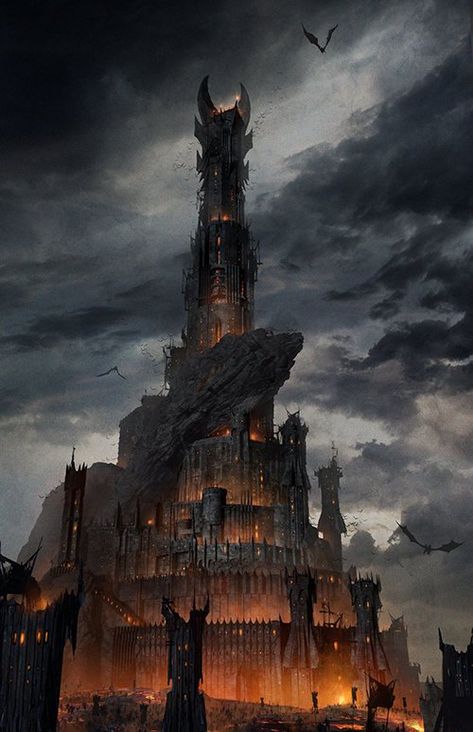 Barad Dur, Middle Earth Shadow, Shadow Of Mordor, Middle Earth Art, Tolkien Art, Lotr Art, 다크 판타지, Fantasy Castle, Fantasy City