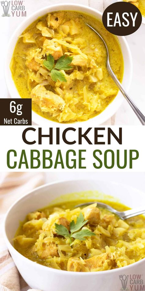 Stove Top Cabbage, Cabbage Soup Instant Pot, Cabbage Chicken Soup, Chicken And Cabbage Soup, Chicken Cabbage Soup, Soup With Curry, Cabbage Soup Crockpot, Cabbage Soup Diet Plan, Cabbage Curry