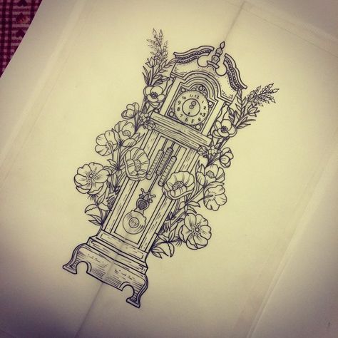 Grandfather Clock Tattoo, Grandfather Tattoo, Clock Tattoo Sleeve, Red Flower Tattoos, Hand Pointing, Rose Drawing Tattoo, Mark Tattoo, Bottle Tattoo, Clock Tattoo Design