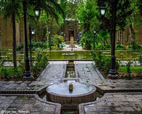 An old Persian Garden in Tehran Iranian Garden Design, Arabic Garden Design, Persian Garden Plan, Middle East Garden, Persian Garden Design, Persian Landscape, Arabian Garden, Egyptian Garden, Islamic Gardens