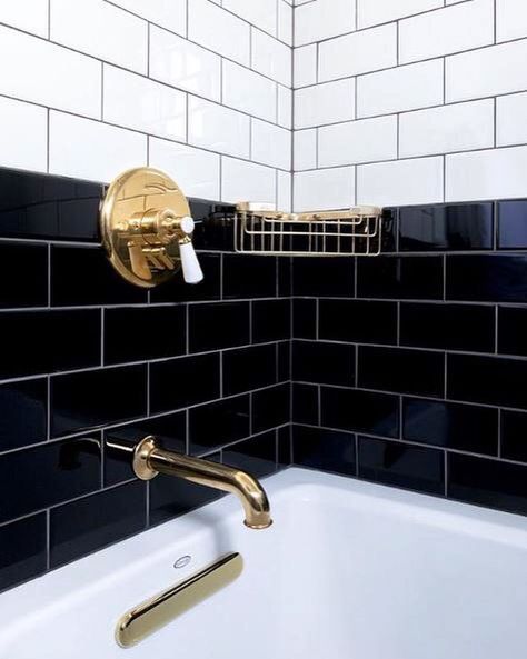 Waterworks on Instagram: “Brooklyn-based design firm @studiotack chose our Highgate bath fittings for the guest rooms in #JacksonHole’s @anvilhotel. #ThePerfectBath…” Brizo Black And Gold Faucet, Trendy Bathroom, Black Bathroom, Subway Tile, Bathroom Renos, Beautiful Bathrooms, Cheap Home Decor, Bathroom Faucets, Luxury Bathroom