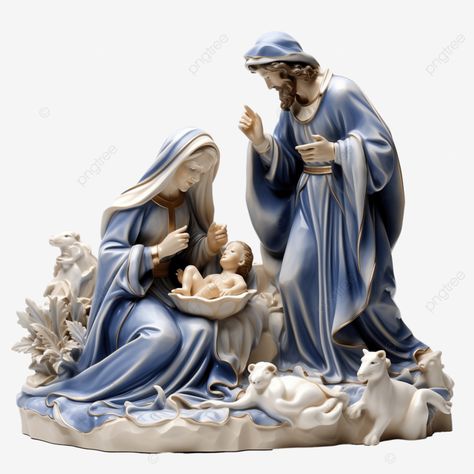 christmas nativity scene represented with porcelain figures of mary joseph and baby jesus jesus ch Mary Joseph And Baby Jesus, Porcelain Figures, Mary Pictures, Mary And Joseph, Jesus And Mary Pictures, Jesus And Mary, Christmas Nativity Scene, Transparent Image, Holy Family