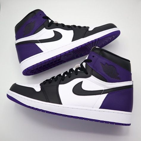 Court Purple Jordan 1, Purple Jordan 1, Jordan 1 High Court Purple, Angelus Paint, Nike Air Jordan Shoes, Nike Fashion Shoes, Preppy Shoes, Jordan Shoes Girls, All Nike Shoes