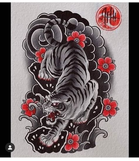 Japanese Tiger Tattoo Design, Hannya Maske Tattoo, Tato Irezumi, Tiger Tattoo Meaning, White Tiger Tattoo, Japanese Tattoo Meanings, Traditional Tiger Tattoo, Tato Tradisional, Japanese Tiger Tattoo