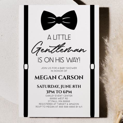 Bow Tie Birthday Theme, Bowtie Party Decorations, Dapper Bow Tie For Black-tie Events, Little Man Baby Shower Ideas, Little Gentleman Baby Shower Ideas, Bowtie Baby Shower Ideas, Golf Gender Reveal, Birthday Invitation Card Template, Man Shower