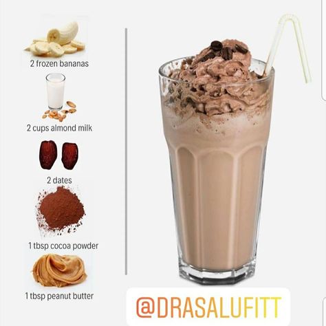 Snickers Smoothie, Baileys Drinks, Vegan Shakes, Resep Smoothie, Smoothie Recipes Healthy Breakfast, Resep Diet, Healthy Drinks Smoothies, Healthy Shakes, Makanan Diet