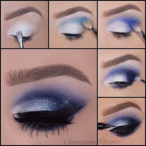 Goth Makeup Products, What Is Makeup, Smokey Eye Makeup Steps, Blue Eyeshadow Makeup, Grey Eye Makeup, Blue Smokey Eye, Wedding Eye Makeup, White Eyeshadow, Beginners Eye Makeup