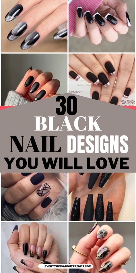 I love black nails if you love black nail design then you’re in the right place. These black nail designs are lovely and you’ll like to try them for your next manicure. Try these black nails for your next manicure and you’ll love them Flat Black Nails Designs, Neutral Black Nails, Black Nails Inspiration Nailart, Edgy Nail Designs Simple, Black Neutral Nails, Black Polish Nail Designs, Neutral And Black Nails, Black And Neutral Nails, Nail Ideas With Black