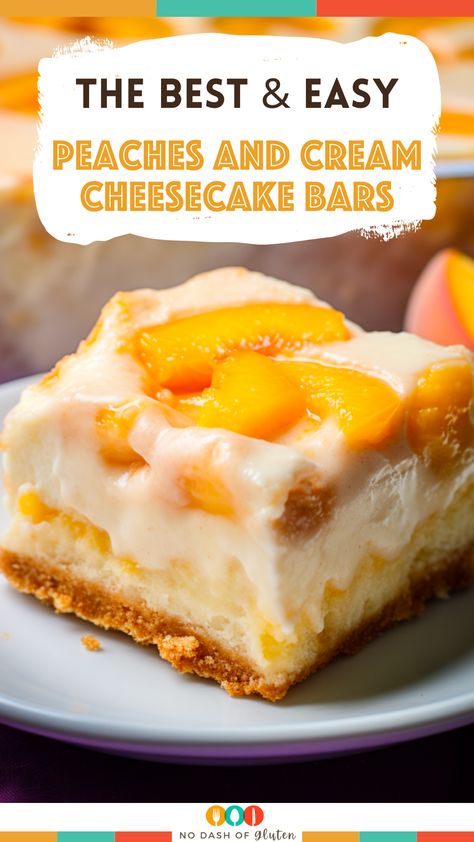 Discover the perfect summer dessert! These Peaches and Cream Cheesecake Bars are a crowd-pleaser with layers of buttery crust, creamy cheesecake, and sweet peach topping. Ideal for picnics or cozy gatherings, they're as delightful to look at as they are to eat. Pin this for an easy-to-follow recipe that promises to be the highlight of your next get-together. Don’t forget to save and share! Dessert Recipes Peach, Peaches And Cream Cheesecake, Peach Topping, Free Pumpkin Patterns, Peach Desserts Easy, Peaches Cream Cheese, Peach Cheesecake, Peach Dessert, Peach Dessert Recipes