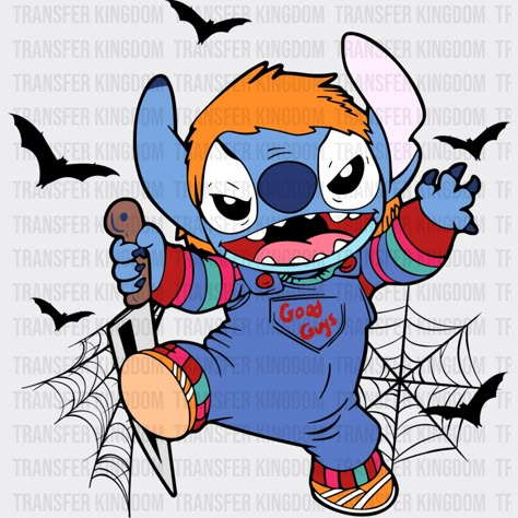 Disney Stitch Halloween Chucky Design - Dtf Heat Transfer Unisex S & M ( 10 ) Pennywise Svg, Stitch Cosplay, Stitch Horror, Halloween Cricut Svg, Horror Movie Svg, Western Clipart, It Clown, Spooky Vibes Svg, Stitch Svg