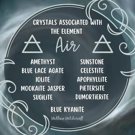 Crystals associated with the element AIR 💨 #todaysposts #topicoftheday #air💨 #element #airelement💨 #crystals #crystalsandelements #crystalsforairelement #invokingairelementwithcrystals #thepoweroftheairelement Air Element Crystals, Stary Papier, Air Magic, Shoulder Stretches, Charmed Book Of Shadows, Element Air, Air Element, African Spirituality, Witch Spell Book