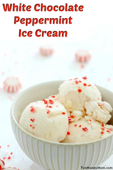 Peppermint Ice Cream - Love peppermint? How about white chocolate? This no churn ice cream recipe combines the best of both worlds and is the perfect dessert any time of year! #icecream #icecreamrecipe #whitechocolate #nochurnicecream #dessert #peppermint Christmas Ice Cream Recipes, Minty Desserts, Christmas Ice Cream, Recipes Unique, Peppermint Ice Cream, White Chocolate Peppermint, Ninja Master, Ninja Creami Recipes, Easy No Bake Cheesecake