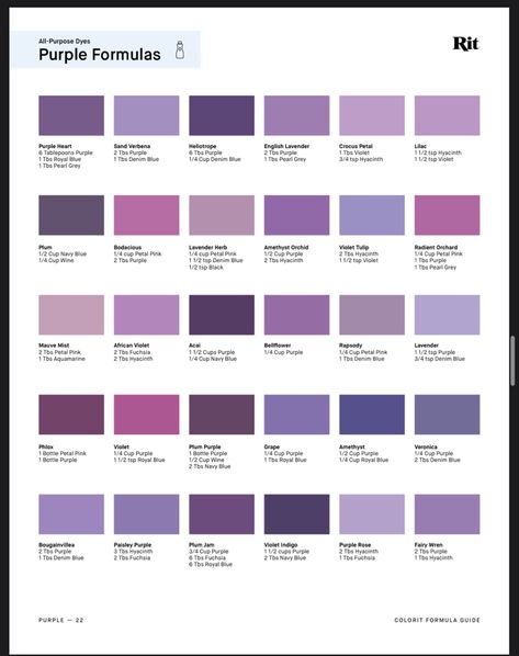 Rit Dye Colors Chart, Alpine Interior, Colour Catalogue, Color Coordinated Closet, Colors Chart, Flat Color Palette, Bedroom Purple, Purple Things, Purple Bedrooms