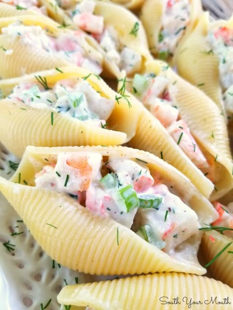 Seafood Shells, Sea Food Salad, Seafood Stuffed Shells, Shells Stuffed, Spinach Stuffed Shells, Seafood Salad Pasta, Salads Recipes For Dinner, Crab Salad Recipe, Sea Food Salad Recipes