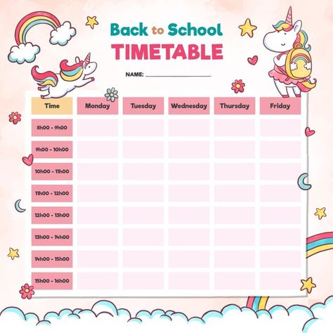 Watercolour school timetable in pink ele... | Free Vector #Freepik #freevector #calendar #school #education #back-school Study Timetable Template, Timetable Design, Timetable Planner, Study Schedule Template, School Elements, Student Weekly Planner, School Objects, Timetable Template, Weekly Planner Free Printable