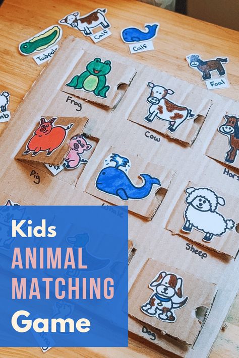 Kids animal matching game Toys Art And Craft, Tlm For Animals, Animals Learning Activities, Activities Related To Animals, Animals Teaching Ideas, Crafts Animals For Kids, Pet Animals Activities, Baby Animals Crafts Preschool, Baby Animals Activities Preschool