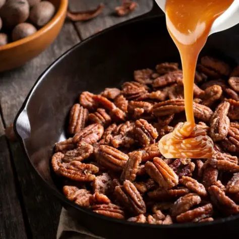 Easy and Crunchy Butter Toffee Pecans Recipe In 20 Minutes Butter Toffee Pecans Recipe, Toffee Pecans Recipe, Butter Toffee Pecans, Pecan Toffee Recipe, Toffee Pecans, Maple Pecans, Hawaiian Bread, Glazed Pecans, Pecan Bars