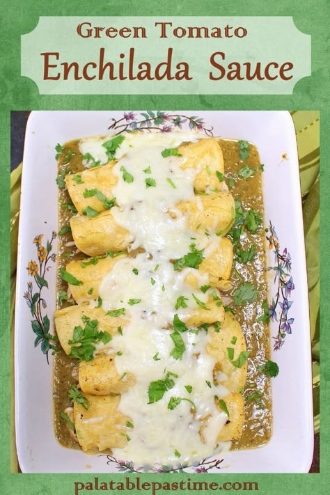 Green Tomato Enchilada Sauce, Tomato Enchilada Sauce, Verde Enchilada Sauce, Canning Green Tomatoes, Green Tomato Salsa, Green Tomato Recipes, Food Preserving, Verde Sauce, Recipes With Enchilada Sauce