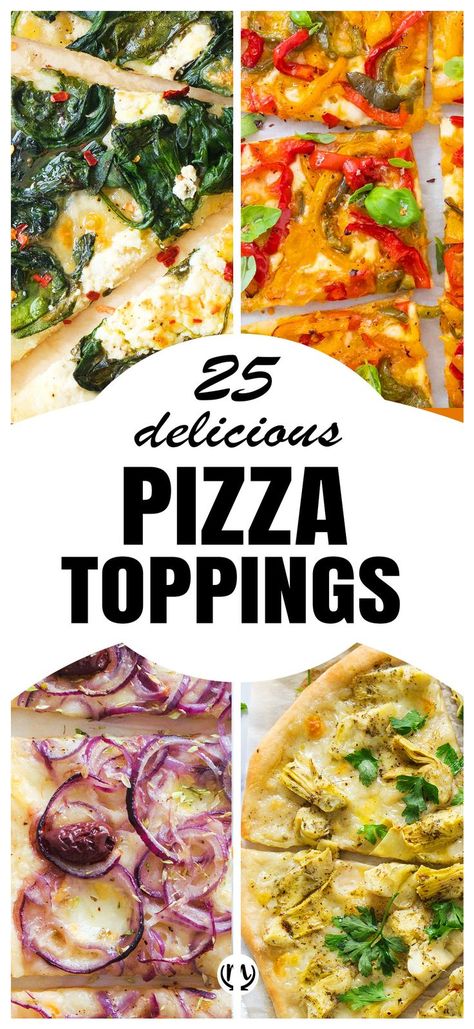 Top view of four different pizza toppings. Pizza Toppings Ideas, Vegetarian Pizza Toppings, Healthy Pizza Toppings, Pizza Topping Ideas, Ooni Pizza, Pizza Oven Recipes, Creative Pizza, Pizza Topping, Pizza Ideas