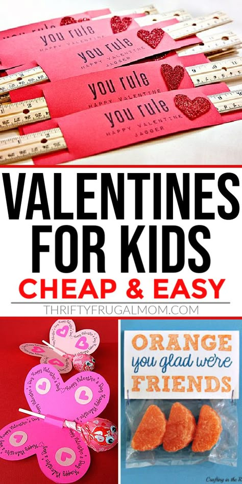 a collage of 3 examples of easy, cheap Valentines for kids Last Minute Valentines For School, Valentine’s Day Cards For Kids School, Cool Valentines Ideas For Kids, Diy Valentine Exchange For Kids, Valentines For First Grade Kids, Making Valentines With Kids, Valentines For Kindergarteners, Valentines Diy Cards For Kids, Last Minute Valentines For Kids