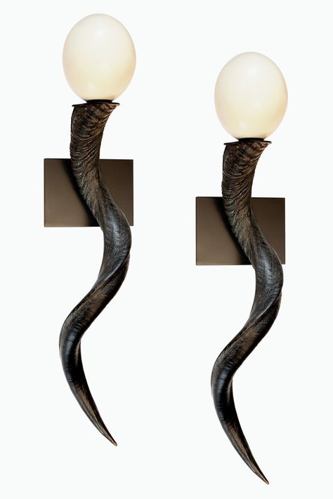 Kudu Horns Decor, Cow Horns Decor, Wood Wall Lighting, Animal Horns, Taxidermy Decor, Horns Decor, Weird Furniture, Ostrich Egg, Living Space Decor