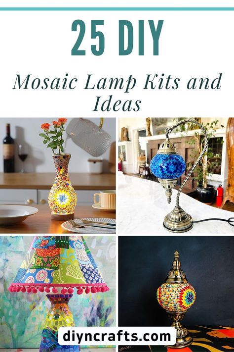 25 DIY Mosaic Lamp Kits and Ideas (Fun Projects) Diy Mosaic Lamp, Glass Mosaic Art Diy, Diy Turkish Lamp, Turkish Mosaic Lamp Patterns, Mosaic Gift Ideas, Mosaic Lamp Patterns, Mosaic Candle Holders Diy, Turkish Mosaic Lamp Diy, Mosaic Lanterns