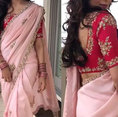 Pink Sari, Party Saree, Red Sari, Peach Saree, Sari Design, Sabyasachi Lehenga, Party Sarees, Indian Saree Blouses Designs, Saree Blouse Patterns