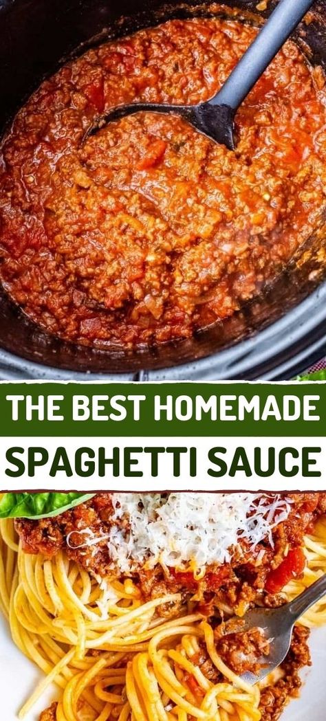 The Best Homemade Spaghetti Sauce Best Homemade Spaghetti, Best Homemade Spaghetti Sauce, Slow Cooker Spaghetti Sauce, Homemade Spaghetti Sauce Easy, Best Spaghetti Sauce, Homemade Spaghetti Sauce Recipe, Spaghetti Recipes Easy, Slow Cooker Spaghetti, Sauce Spaghetti