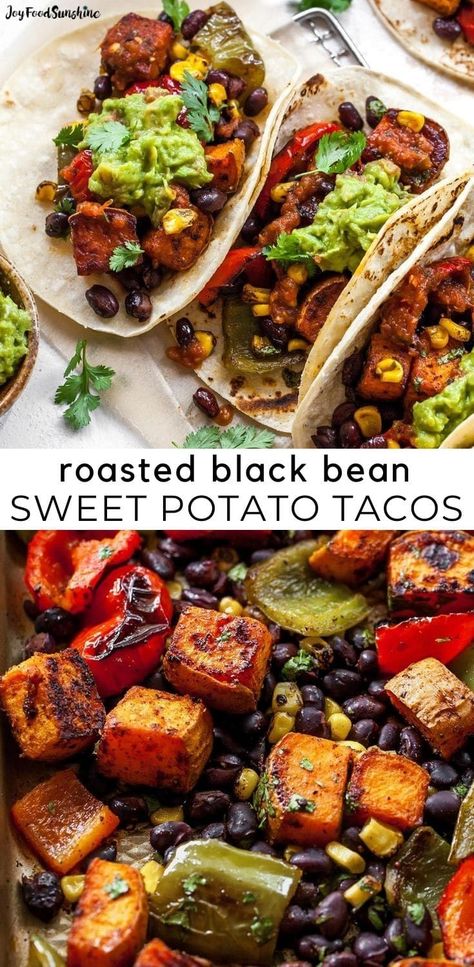 Black Bean Sweet Potato Tacos, Black Bean And Sweet Potato, Black Bean Sweet Potato, Bean And Sweet Potato, Delicious Tacos, Sweet Potato Tacos, Potato Tacos, Vegetarian Tacos, Taco Recipe