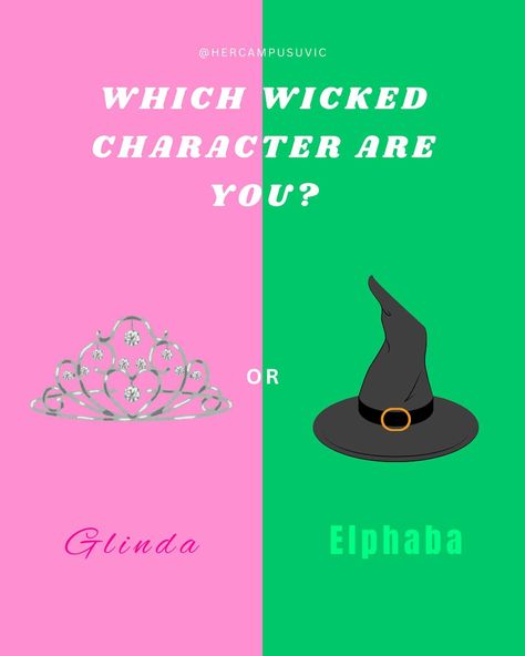 Are you excited for the Wicked movie? We know we are! Who matches you best? Glinda or Elphaba!? Here at HC UVIC, we can’t wait to Defy Gravity on November 22nd 🩷💚🧙‍♀️✨🎤 #wicked #wickedmovie #glinda #elphaba #arianagrande #cynthiaerivo #pink #green #wickedthemusical #musical #hercampus #hercampusuvic #uvic #hc #hcuvic Elfaba Wicked, Elphaba And Fiyero, Wicked Fanart, Wicked Aesthetic, Elphaba Glinda, Glinda And Elphaba, Elphaba Wicked, Wicked Crafts, Glinda Wicked