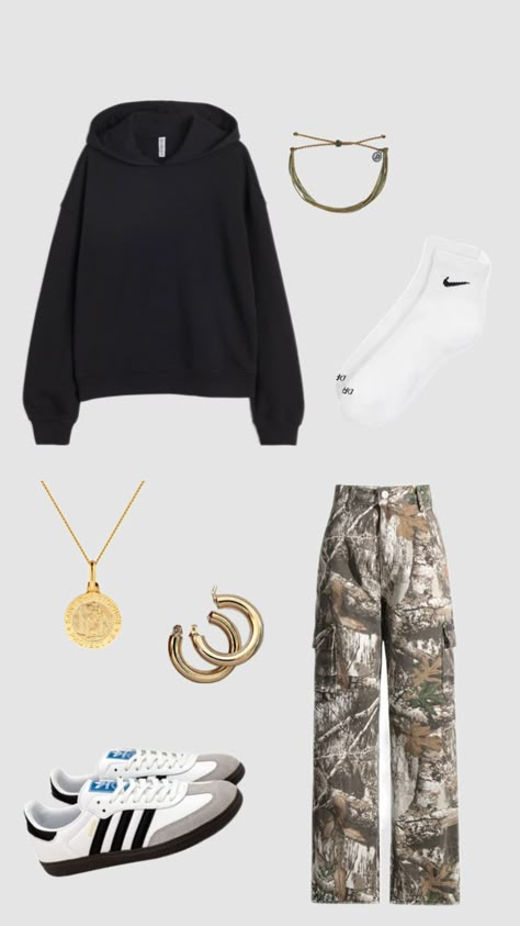 Outfit Inspo Camo Pants, Camo Leggings Outfit Summer, Camo Pants Outfit Ideas, Camo Crewneck Outfit, White Camo Pants Outfit, Camo Outfits Aesthetic, Cute Outfit Collage, Clothing Styles Names, Camo Sweatpants Outfit