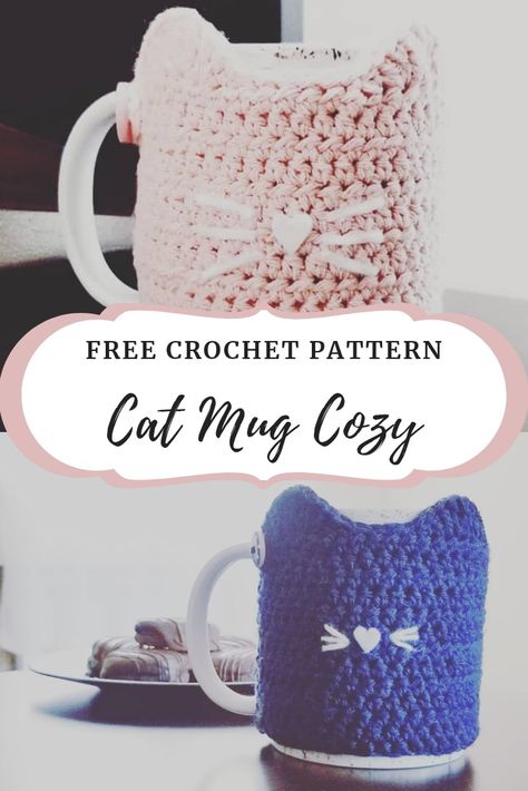 Cup Cozy or Mug Cozy cat free crochet pattern Cup Cozy Crochet Pattern, Mug Cozy Pattern, Cup Cozy Crochet, Mug Cozies, Mug Cover, Cup Cozy Pattern, Crochet Mug Cozy, Crochet Coffee Cozy, Crochet Mug