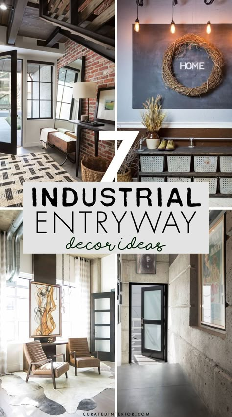 7 Main Industrial Entryway Decor Ideas to know! Hallway Ideas Industrial, Industrial Foyer Entryway, Entryway Industrial Decor, Entryway Decor Industrial, Brick Accent Wall Entry Way, Manly Entryway Ideas, How To Decorate Industrial Style Apartment, Modern Industrial Entryway Ideas, Decorating Entrance Way Front Entry