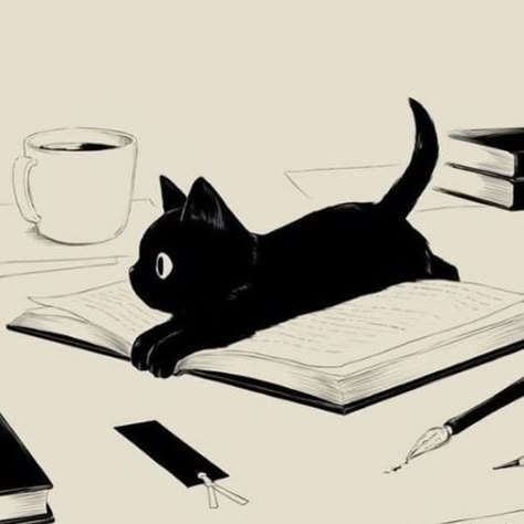 Cats and books. Cats And Books, A Black Cat, Crazy Cat, Black Cats, Crazy Cat Lady, Cat Lady, Cat Art, Feline, Black Cat