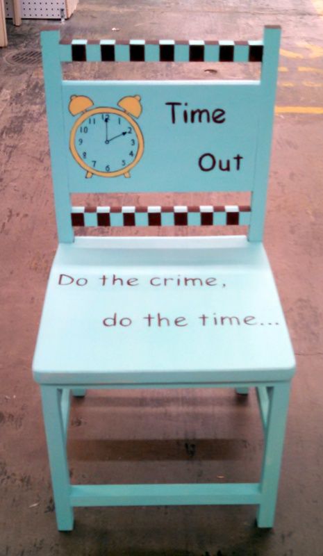 Timeout Chair Ideas, Time Out Chair Ideas, Diy Time Out Chair, Time Out Chairs For Kids, Seashell Peacock, Timeout Chair, Time Out Chairs, Time Out Stool, Painted Kids Chairs