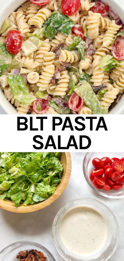 Allergy Friendly Potluck Recipes, Pasta Salad With Lettuce, Easy Blt Pasta Salad, Potluck Bbq, Salad With Lettuce, Gluten Free Pasta Salad, Salad Recipes Gluten Free, Blt Pasta Salad, Dairy Free Salads